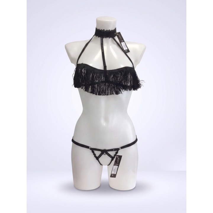 Set Luxxa Cachou Franges String offen & Harnais BH offen
