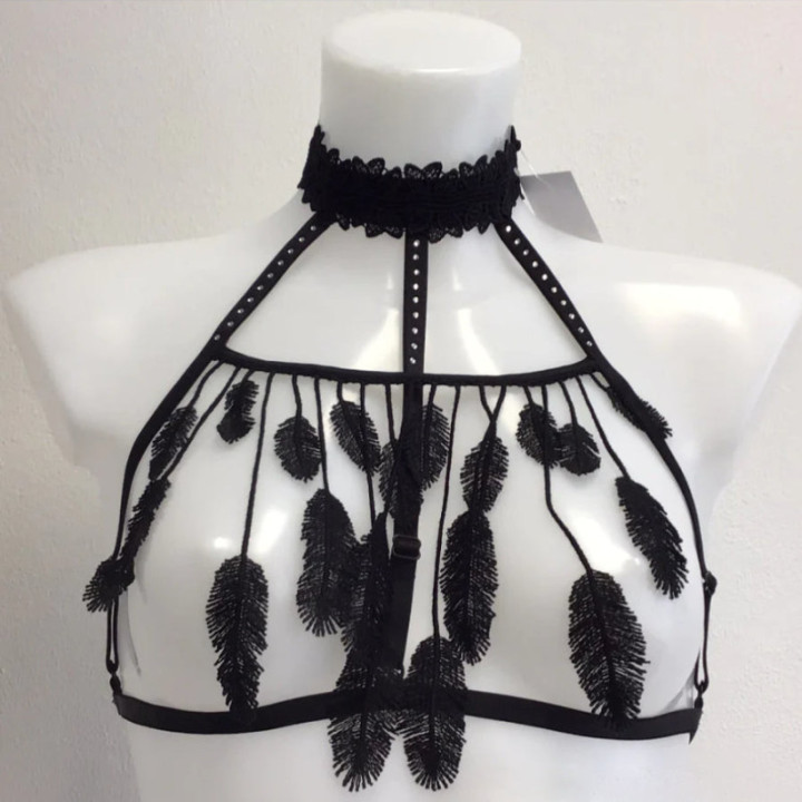 Luxxa Cachou Plumes Schwarz Harnais BH - kaufen