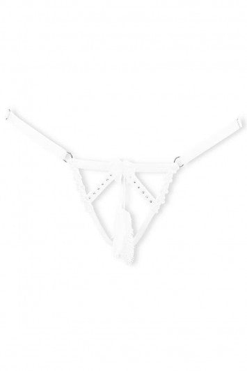 Luxxa Cachou Plumes Blanc Nude String