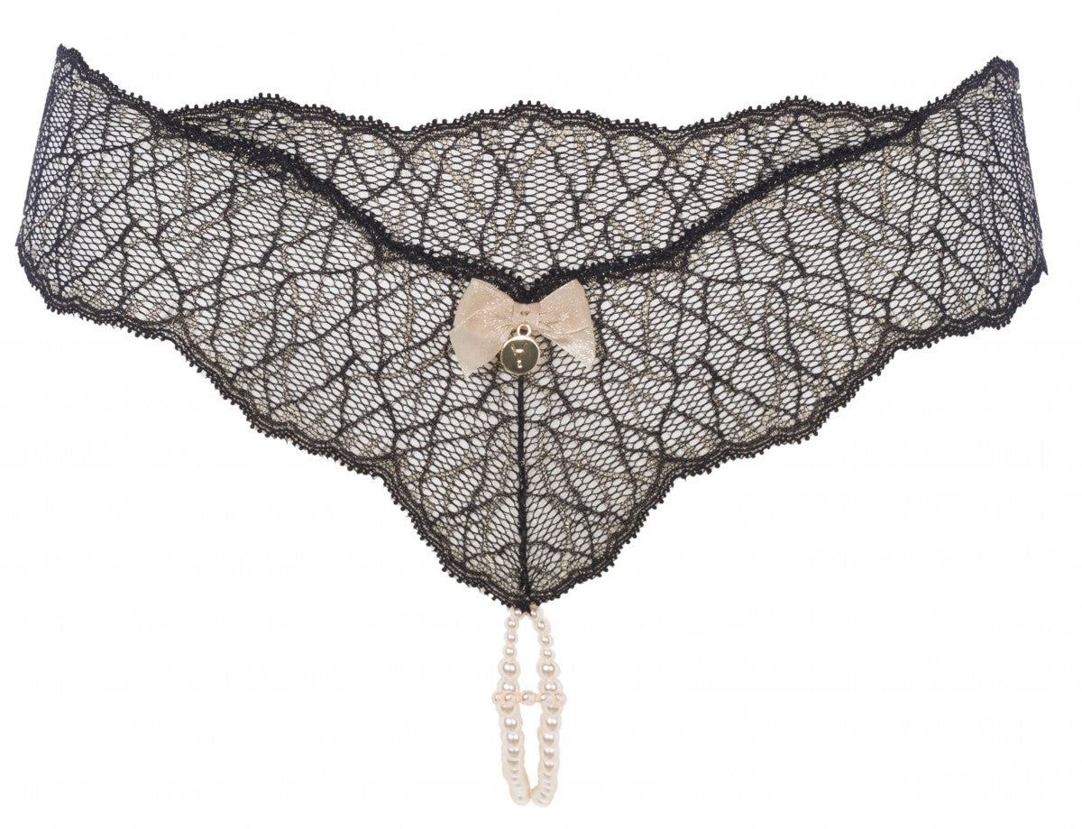 Dessous Set Bracli Slip Dress & Dark Double String Schwarz